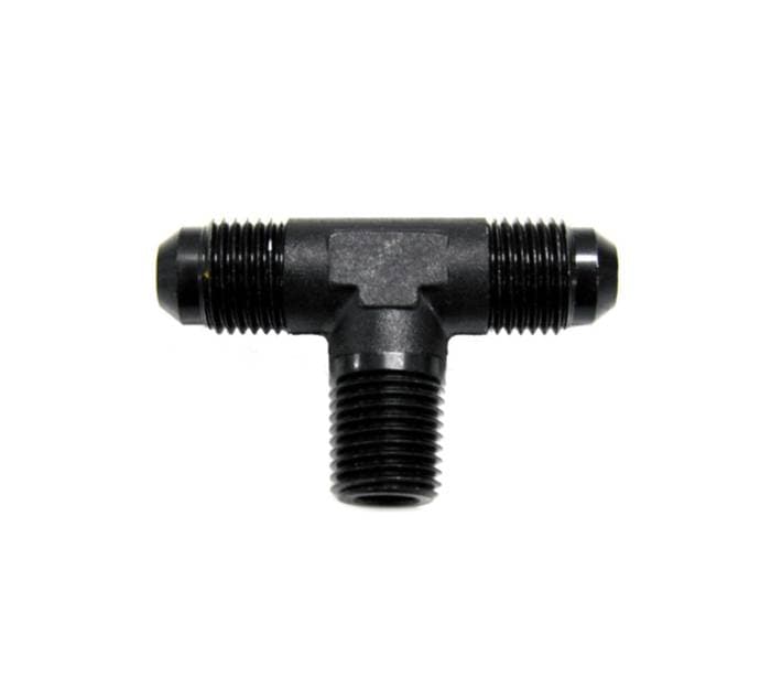 Powerglide Case Tee Fitting - SuperCase, Cooler, 1/4" NPT Male To (2) -6 Male AN