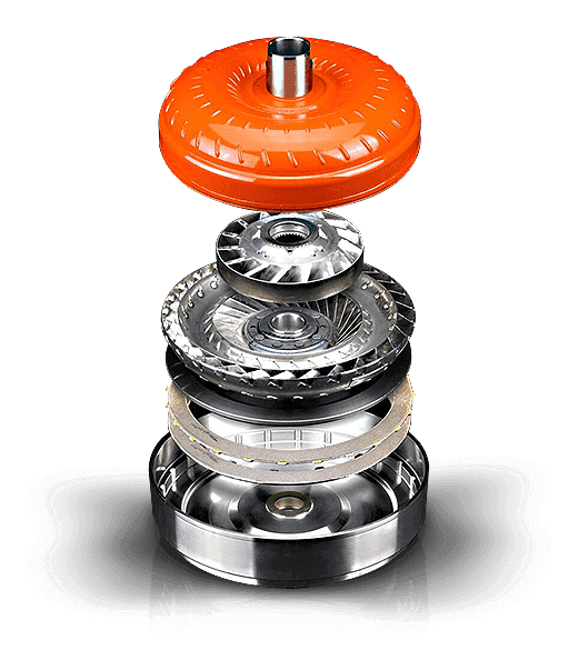 SunCoast Allison heavy duty triple disc billet torque converter with orange billet cover