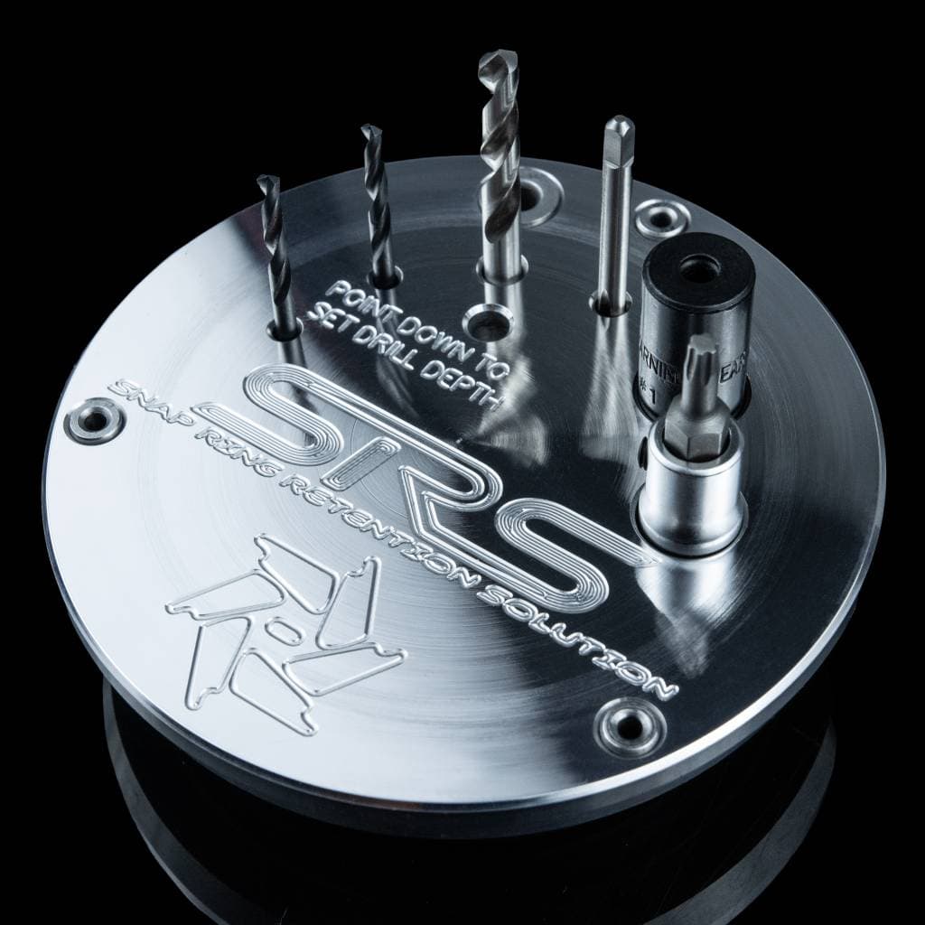SunCoast 68RFE input clutch hub retainer drill jig machined from billet 6061-T6 aluminum